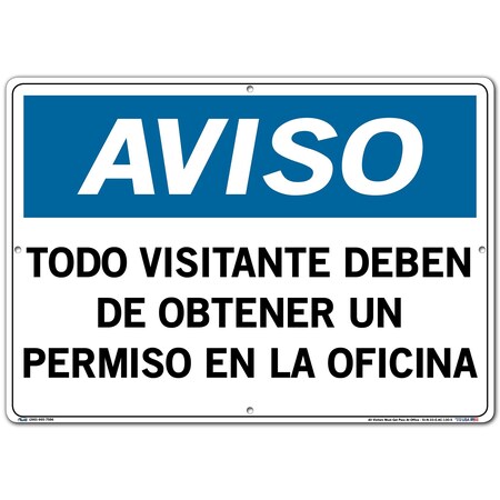 Vestil Aluminum Composite Sign, 14-1/2" Height, 20-1/2" Width, Aluminum Composite, Rectangle, Spanish SI-N-33-E-AC-130-S